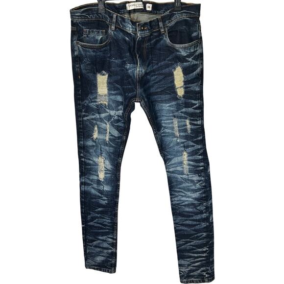 EVOLUTION IN DESIGN Mens Jeans Distressed Size 36 X32 - Picture 1 of 7